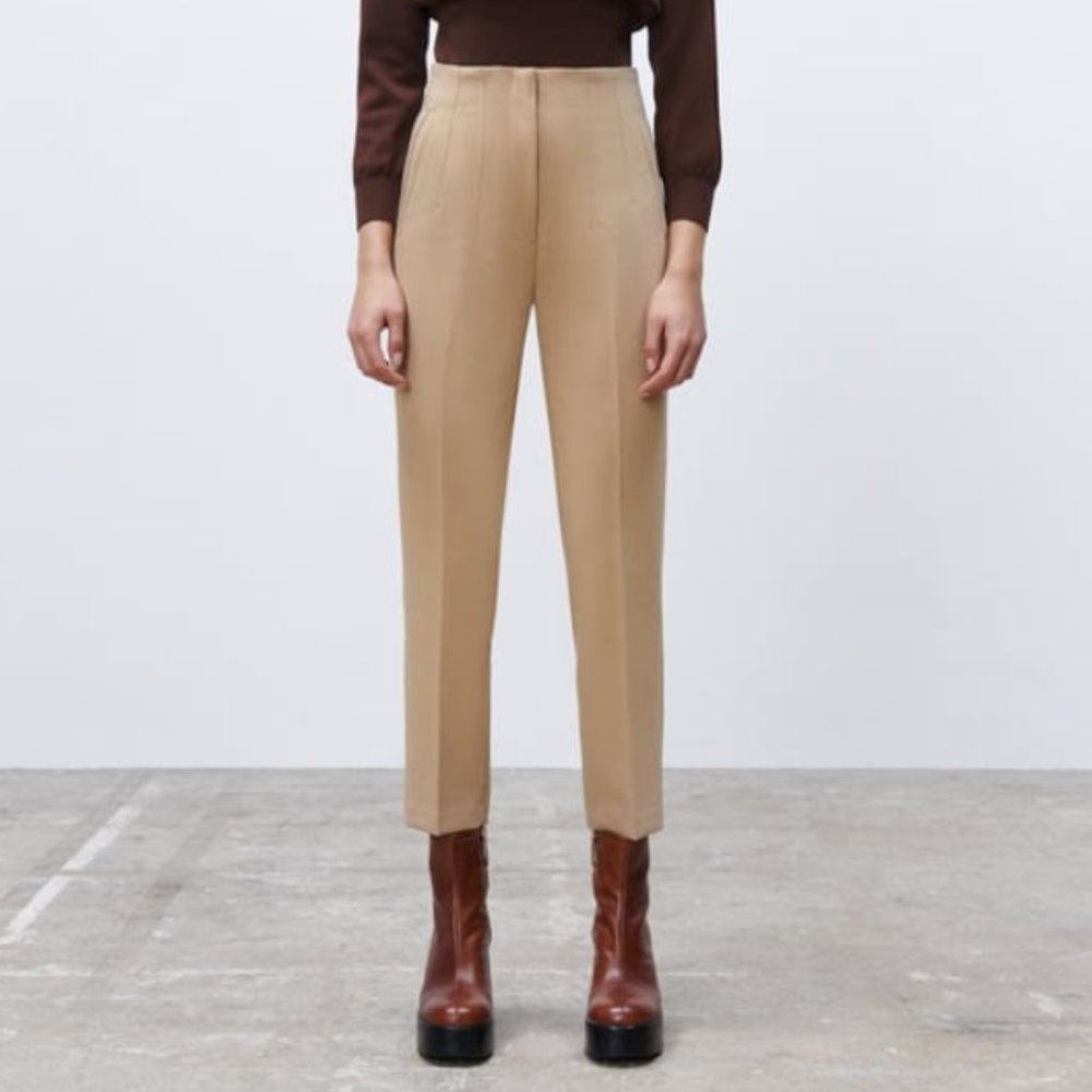 Zara High Waisted Taupe Pant